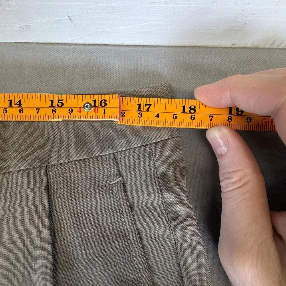 Evan-Picone Dress Pants Mens 35x29 Beige Wool Pleated Classic Fit Office Wear